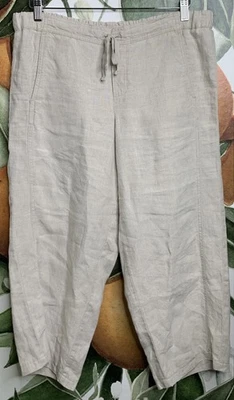 Love льняной J Jill средний овес эластичный назад шнурок укороченные брюки карман - Изображение 1 из 4