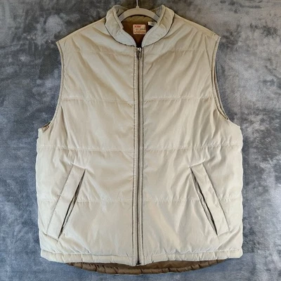 Levis Mens Vest Size Large Cream Beige Puffer Dry Goods Sleeveless Full Zip - Image 1 of 4