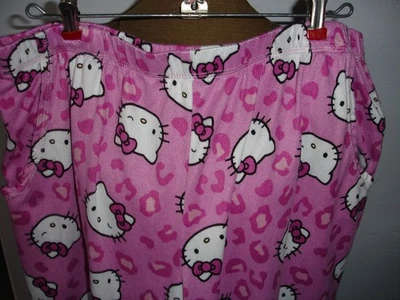 WO'S SZ.LG.NWOT HELLO KITTY PAJAMA BOTTOMS ONLY.MICROFLEECE.PINK AND WHITE - Image 1 of 2
