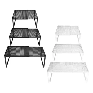 Expandable Cabinet Storage Shelf Stand Riser Nonslip Space Saver Organizer Rack - Picture 1 of 28