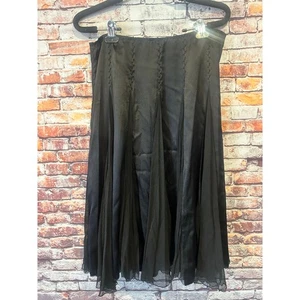 Elie Tahari Skirt Women's Size 6 Black Silk A-Line Midi Skirt - Picture 1 of 7