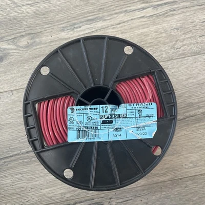 ENCORE 16 AWG Stranded Single Conductor, Red Hook-Up Wire, 105C 600V 500FT New - Image 1 of 4