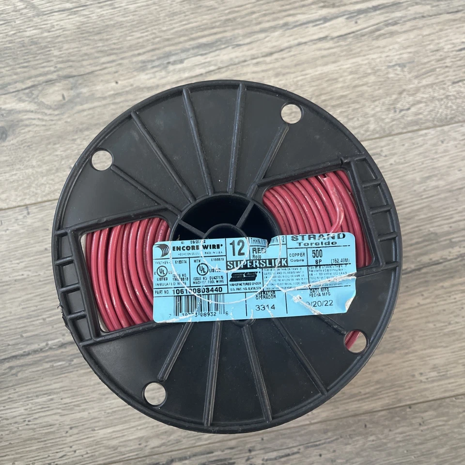 ENCORE 16 AWG Stranded Single Conductor, Red Hook-Up Wire, 105C 600V 500FT New - Image 1 of 4