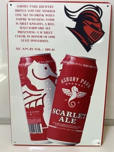 Rutgers Scarlet Knights - Asbury Brewing Metal Sign - Scarlet Ale - Beer - Picture 1 of 4