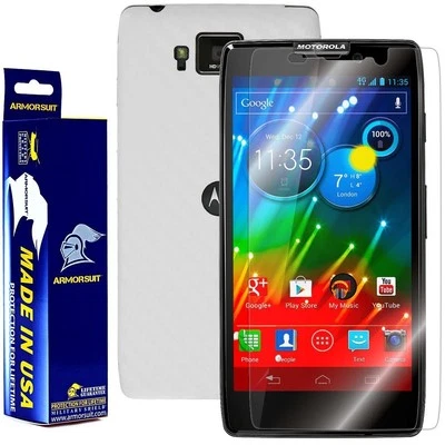 ArmorSuit Motorola Droid Razr HD Screen Protector + White Carbon Fiber Skin USA - Image 1 of 4