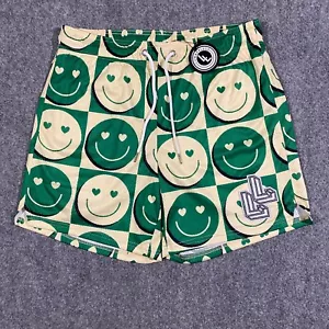 Lumber Legs Green Smiley Mesh Shorts Adult Large Green Beige Workout Gym - Picture 1 of 16