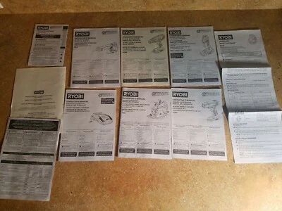 (7) Ryobi Manual Lot - RECIPROCATING, DRILL DRIVER, JOB PLUS, BATTERY (ONE+) - Image 1 of 4