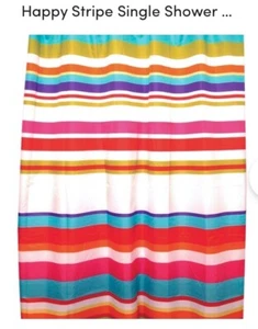 Shower Curtain 70 x 72 Purple Eye Candy Happy Stripe MSRP $32.99 NEW! Ships Fast - Picture 1 of 15
