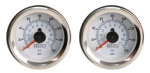 VIAIR (2) 90083 Dual Needle 160 Psi White Face Gauges Air Ride Suspension Bags - Picture 1 of 1