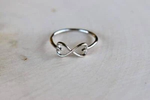 Birthday Gift For Women's Solid Metal Band Ring 14k White Gold Plated Silver - Picture 1 of 5