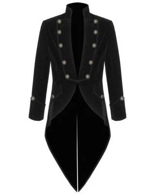 Handmade Men Tail coat Jacket Black Velvet Goth Steampunk Victorian /Tailcoat - Image 1 of 2