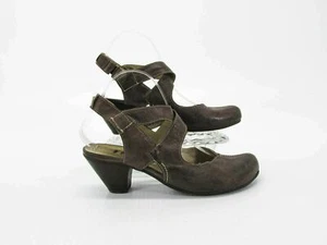 Fidji Women Heel Shoe Size 8.5M EUR 39.5 Brown Slingback Pre Owned qp - Picture 1 of 12