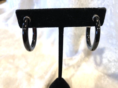 PENDIENTES ARO GENERACIÓN GEMAS PLATA ESTERLINA 1-1/4" ÓNIX NEGRO (M4321-24) Foto 1 de 4