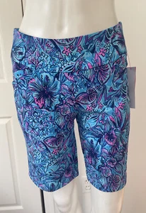 Neu mit Etikett Lilly Pulitzer Luxletic 9" Reid Short Breakwater blau Golf Shell Gr. 0 & 2 - Bild 1 von 5