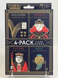 Buffalo Games 4-Pack Card Games: Solitaire, Hearts, Euchre And Golf. - Picture 1 of 12