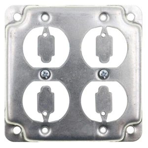 2 - 4" Square Electrical Box Cover 1/2" Raised 2 gang Duplex Receptacles cover - Picture 1 of 3