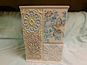 PRODUCTOS DE BAÑO CREATIVOS PATRÓN VENETO CESTA CERÁMICA AZUL VERDE GRIS NUEVO - Imagen 1 de 5