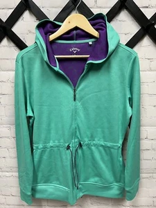 CALLAWAY Full Zip Womens Golf Sweatshirt Pullover Jacket Aqua Purple Logo - Picture 1 of 12