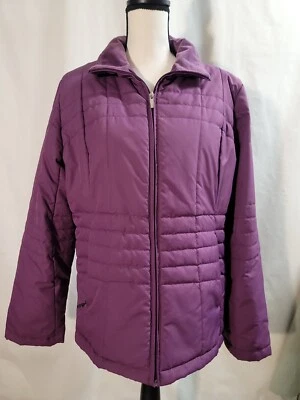 Chaqueta forrada de lana acolchada con cremallera completa Lands End para mujer talla grande púrpura ciruela  Foto 1 de 4
