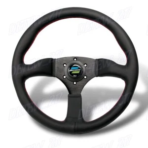 UNIVERSAL 350mm 14" SPOON SPORT STYLE Deep Dish Leather Steering Wheel For HONDA - Picture 1 of 5