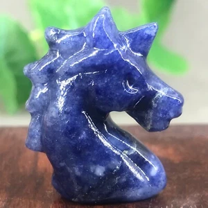 1pcs natural blue aventurine unicorn skull quartz crystal carved Figurines 1" - Picture 1 of 12