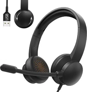 Headset with Mic for PC, USB Headset with Noise Cancelling Microphone(Black) - Picture 1 of 7