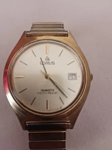 Vintage Lorus Uhr Herren 35mm silber goldfarben Tag Datum neue Batterie, klar  - Bild 1 von 4