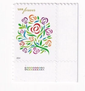 FRANCOBOLLO US SCOTT 4764a "Fiori di matrimonio" PER SEMPRE 2014 MNH CON PB-LR - Foto 1 di 1