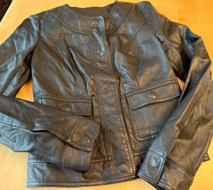 KUT FROM THE KLOTH FAUX BLACK LEATHER JACKET WOMENS SZ S - Picture 1 of 7