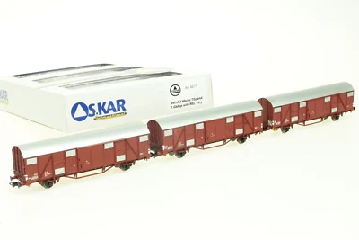 OS.KAR 4217 Set tre carri FS 2 assi livrea marrone tetto alluminio Hbchs e Gbhqs