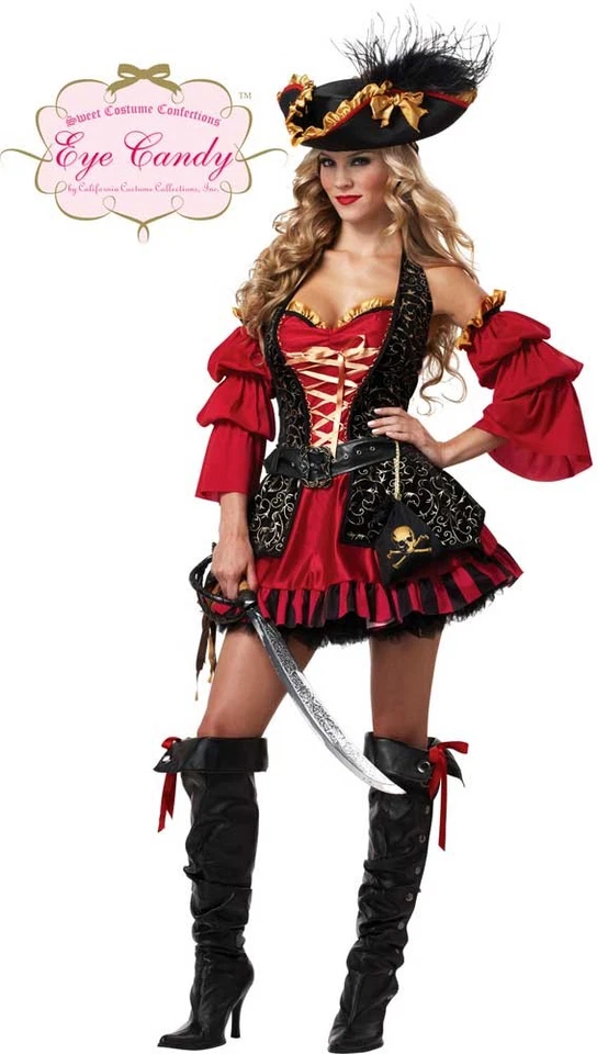 Spanish Women Pirate Costume Dress Vest Feathered Hat Halloween 01196 - Image 1 of 1