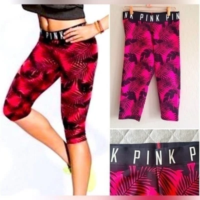 UEC VICTORIA'S SECRET РОЗОВЫЙ НЕОНОВЫЙ ЧЕРНЫЙ ОКОНЧАТЕЛЬНЫЙ КАПРИ ЛЕГГИНСЫ SZ M - Изображение 1 из 4