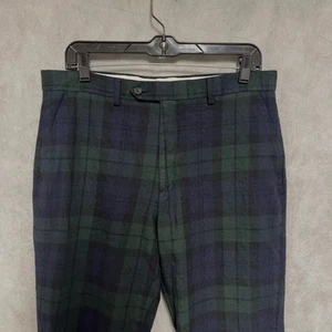 Ralph Lauren Pants Men 33X30 Blackwatch Tartan Plaid Black Label Flannel Slim - Picture 1 of 9