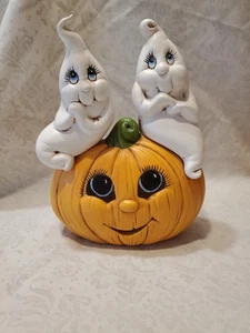 Vintage Halloween Cerámica Calabaza Jack O Linterna y Fantasmas S9 - Imagen 1 de 9