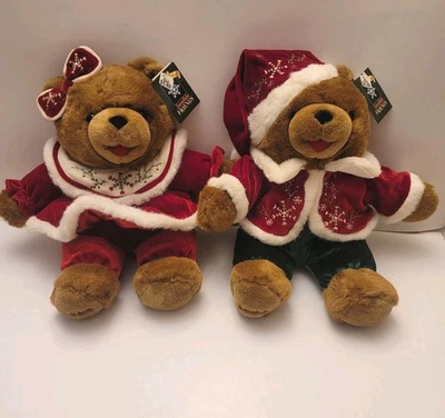Dan Dee рождественский плюшевый медведь комплект 14» плюшевая пара красный бархат снежинка наряд 2004 - Изображение 1 из 3
