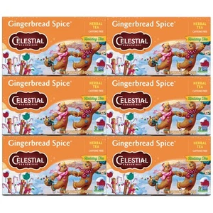 Celestial Seasonings Gingerbread Spice Herbal Tea Pack of 6 Boxes 18 Count - Picture 1 of 8