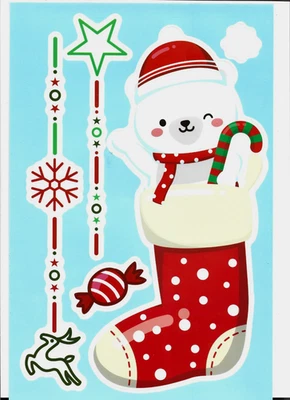 Medias de decoración de oso de PVC para ventana de Navidad 12" x 8" decoración navideña Foto 1 de 2