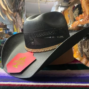 Black Straw Cowboy Hat For Men. Men’s Western Style Hat. Sombrero Vaquero Negro. - Picture 1 of 5