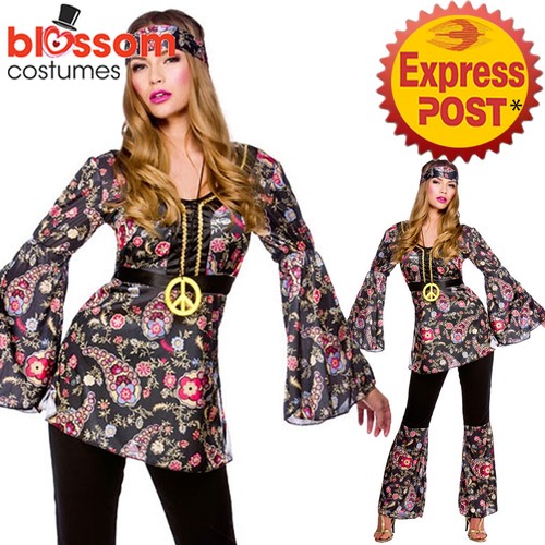 Smiffys Ladies' 60s/70s Hippie Go-Go Dancing Costume Dress - Retro Groovy Disco Outfit
