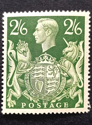 GB King Gorge VI 2/6 Green SG.476b MH Well Centred Good Perforation Clean  VF Cover