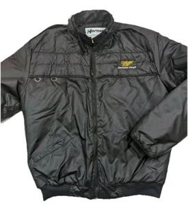 Horizon Miller Genuine Draft Beer Men's Bomber Jacket Med Black Vintage USA Made - Picture 1 of 4