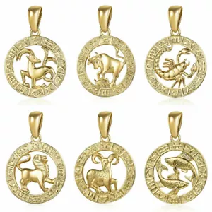 Gold Filled Horoscope Zodiac Sign Pendant Charm Unisex Aries Taurus Gemini Virgo - Picture 1 of 15