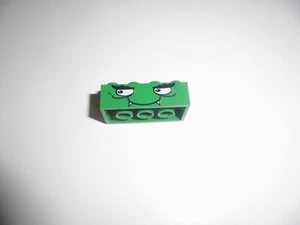 Lego Stein 2x4 3001px10 bedruckt Gesicht mit Fangzähnen grün ebed150 - Bild 1 von 2