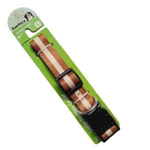 Ever Pet Sz Large Fashion Dog Collar 23" Brown Tan Stripe Adjustable Fit New - Picture 1 of 9