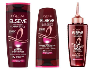 3x L'Oreal Elseve Full Resist Fortifying Shampoo Conditioner Serum Anti Hair Los