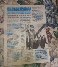 Hanson pin up clipping teen magazine Zac Ike Taylor brothers K