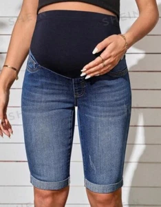 NWT Isabel Maternity Womens Size 2 Bermuda Shorts crossover panel Stretch 9''in - Picture 1 of 2