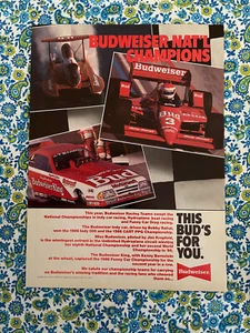 Vintage 1987 Budweiser Beer Print Ad Racing Team National Champions - Picture 1 of 7