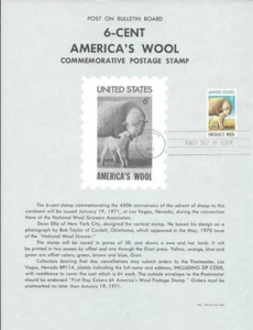 #1423 6c America's Wool Stamp Poster- Unofficial Souvenir Page Flat HC - Picture 1 of 1