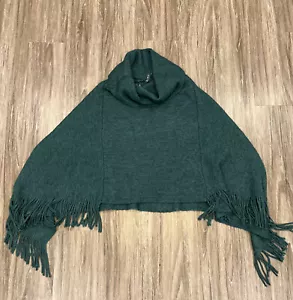 Chico's Franse Poncho Einheitsgröße Betriebssystem Pullover Metallic dunkelgrün EUC - Bild 1 von 3